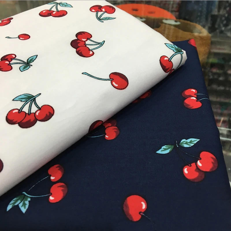 100 см * 147 ткани с милым принтом вишни хлопчатобумажный поплин|cotton poplin|cherry print
