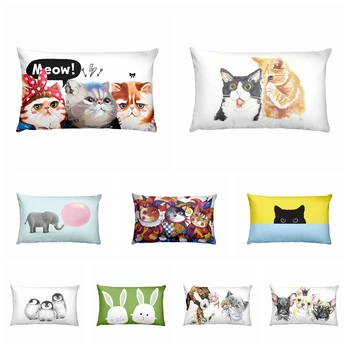 

Cartoon Small Animal Printed Pillowcase Puppy Cat Waist Pillow Cushion Decorative Pillows Almofadas Decorativas Para Sofa 50*30
