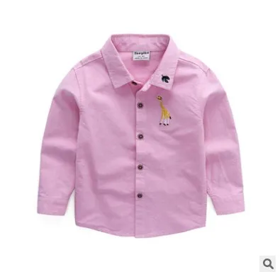 Рубашки для мальчиков детские рубашки с длинными рукавами и отложным воротником для мальчиков, топы, повседневная детская одежда с героями мультфильмов, BC108 - Цвет: pink