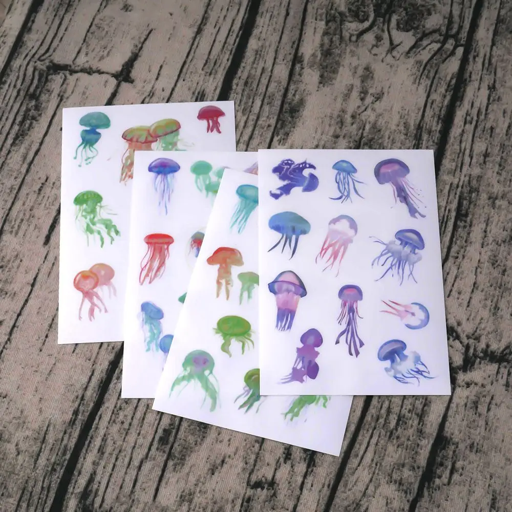 

4Pcs/Set DIY Jellyfish Art Flakes Transparent Sticker Scrapbooking Diary Planner School and office supply Free Shipping