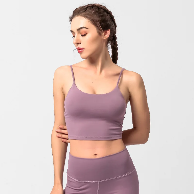 

AALAMGEER Quick Dry Padded Fitness Running Bras Crop Tops Women Solid Vest Type Nylon Yoga Workout Sports Bra Sleeveles Gym Tank
