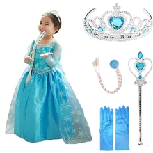 Платье Эльзы, платья для девочек, платье принцессы для костюмированной вечеринки, vestidos fantasia Anna, костюмы Эльзы на Хэллоуин, детская одежда для подростков