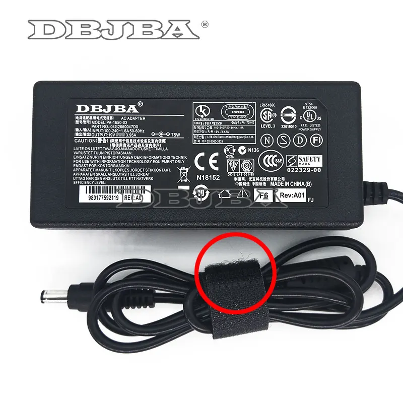 Зарядное устройство 19V 3.95A 75W для адаптера Toshiba AC ADP-75SB BB ADP-75SB AB PA-1750-04TI PA3715U-1ACA PA-1750-01 PA-1750-04TC серии