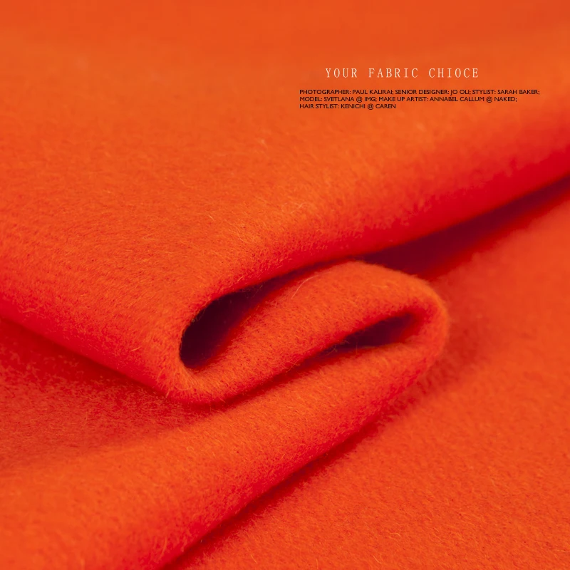 Buy Cashmere wool fabric, orange color, double layers