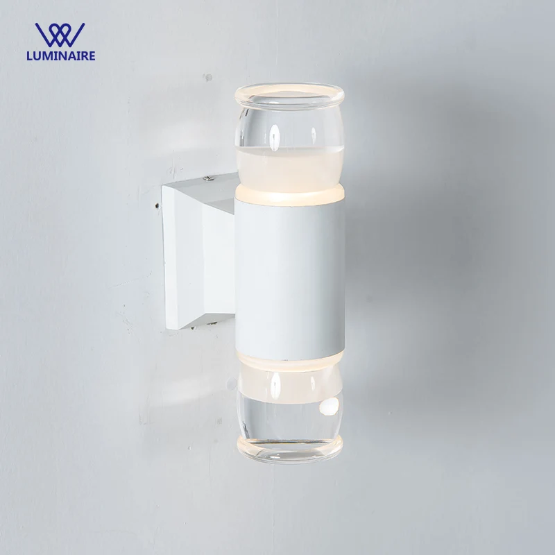 

VW Crystal Outdoor wall Lamp 6W aluminium LED Wall Sconce Light Fixture Waterproof Exterior lighting porch light in white