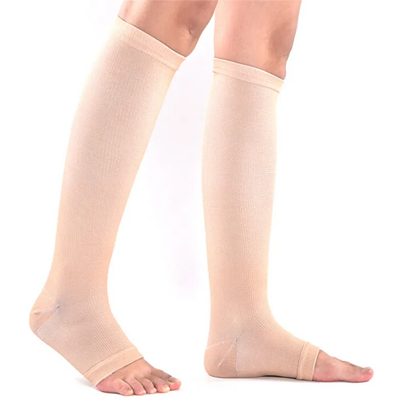 1 пара, компрессионные эластичные Медицинские носки для сна без пальцев, поддерживающие гольфы, открытые варикозные носки