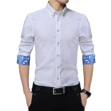 Новая весенняя рубашка мужская приталенная хлопковая рубашка с длинным рукавом Повседневная деловая рубашка с цветочным принтом плюс размер 5XL
