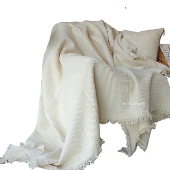 

Cotton honeycomb white sofa towel sofa blanket 230cmx250cm