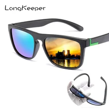 Мужские поляризованные солнцезащитные очки TR90 от longketter в винтажном стиле с защитой от УФ-лучей для вождения, черные очки для женщин, прямоугольные оттенки, Oculos masculino