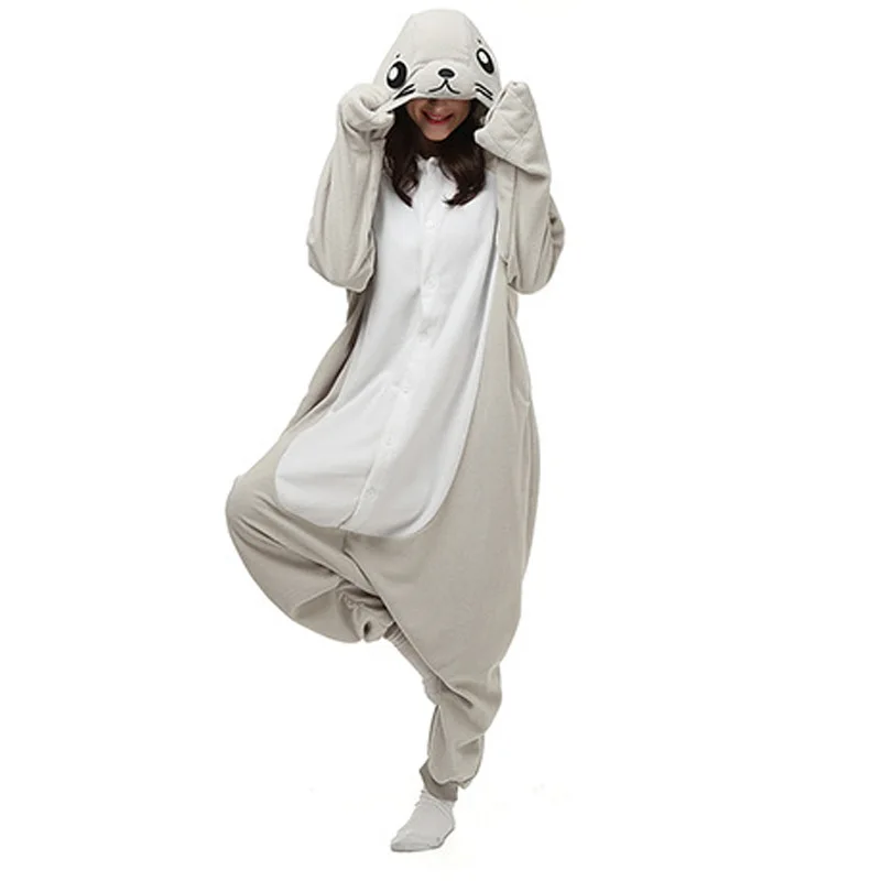 

New Adult Onesies Animal Costume Sleepsuit Pajamas Cosplay Grey seal Costume Hoodies Pyjamas Sleepwear
