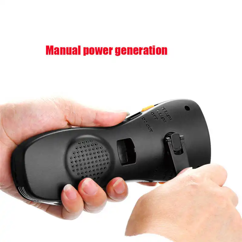 Alarm FM Radio Mobile Phone Charging Hand-operated Power Generat powerful led flashlight laser pointer #4S12 (4)
