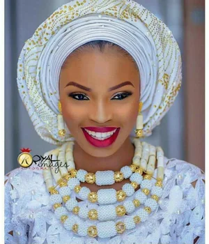 

Marvelous Nigerian Traditional Wedding Coral Beads Jewelry Set African Indian Bridal Beads Necklace Set Free Shipping CNR659