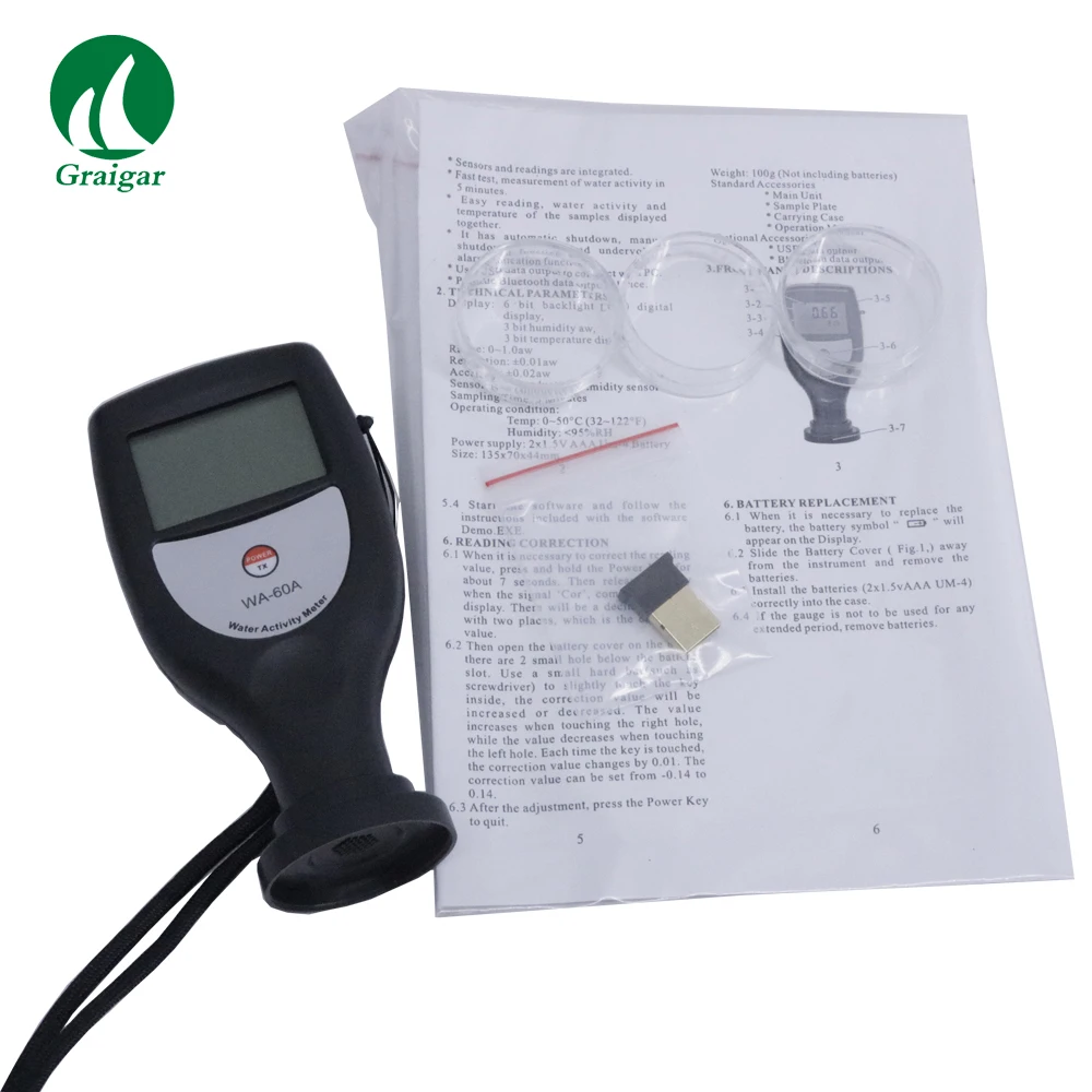 

High Precision Portable Water Activity Meter WA-60A Sensors and Readings are Integrated