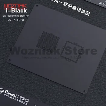 

QIANLI 3D Tin planting template for IPHONE A7 A8 A9 A10 A11 CPU Font upper and lower levels Maintenance mesh Black steel net
