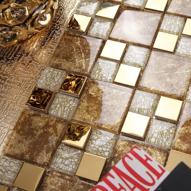 Mosaico de cristal de oro mixta de oro mosaico azulejo de la cocina