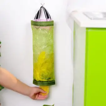 

3pcs/lot High quality Breathable Mesh wall hanging type Kitchen Garbage Bags Storage holder storage bag plastic bag organizer