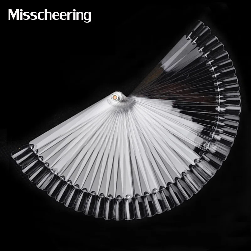 

Clear False Nail Art Tips Sticks,50Tips/set Polish Color Fan Foldable Practice Nail Display Chart Board,Nail Tools