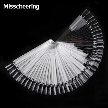 

Clear False Nail Art Tips Sticks,50Tips/set Polish Color Fan Foldable Practice Nail Display Chart Board,Nail Tools