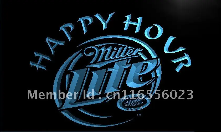 LA605 Miller Lite Пиво в Счастливый час Bar светодиодсветодиодный неоновая световая