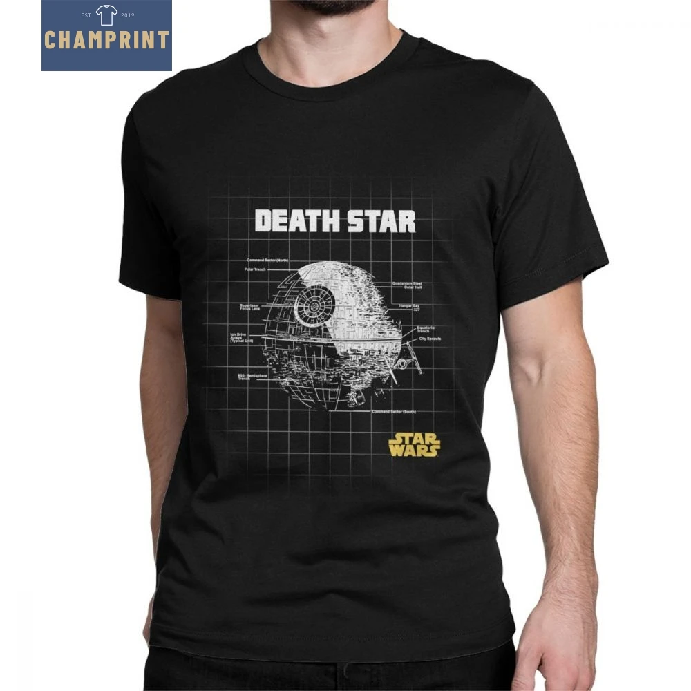 

Star Wars T-Shirt Death Star Schematics T Shirts Man Plus Size Clothes VintageCrew Neck Pure Cotton Tees