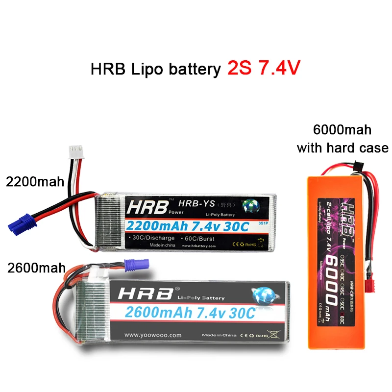 HRB Lipo 3S 4S 11,1 V 14,8 V 5000mah 2S 6S 7,4 V 22,2 V батарея 2200mah 2600mah 3300mah 6000mah T для TRAXXAS 1:10 RC автомобиля FPV лодки