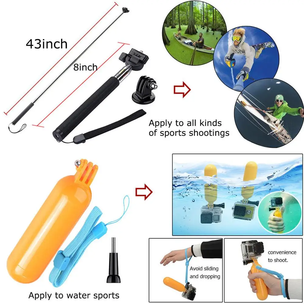 

Action Camera Accessories Kit For GoPro Hero 7 6 5 4 3plus 3 2 1 Hero Session 5 Black Accessory Bundle Set Action Camera