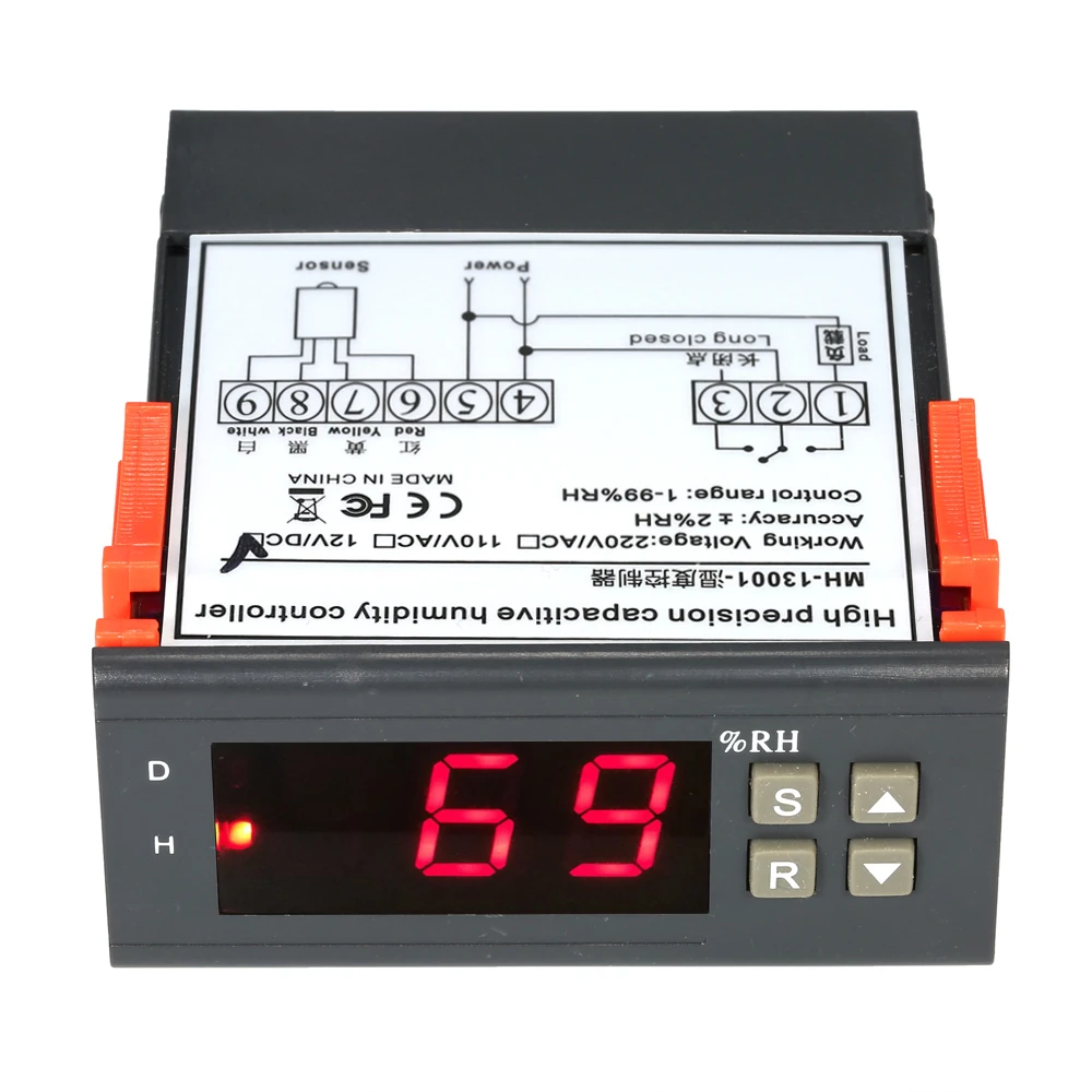 

MH13001 10A 220V Mini Digital Air Humidity Control Controller Measuring Thermostat Hygromstat Temperature Humidity Controller