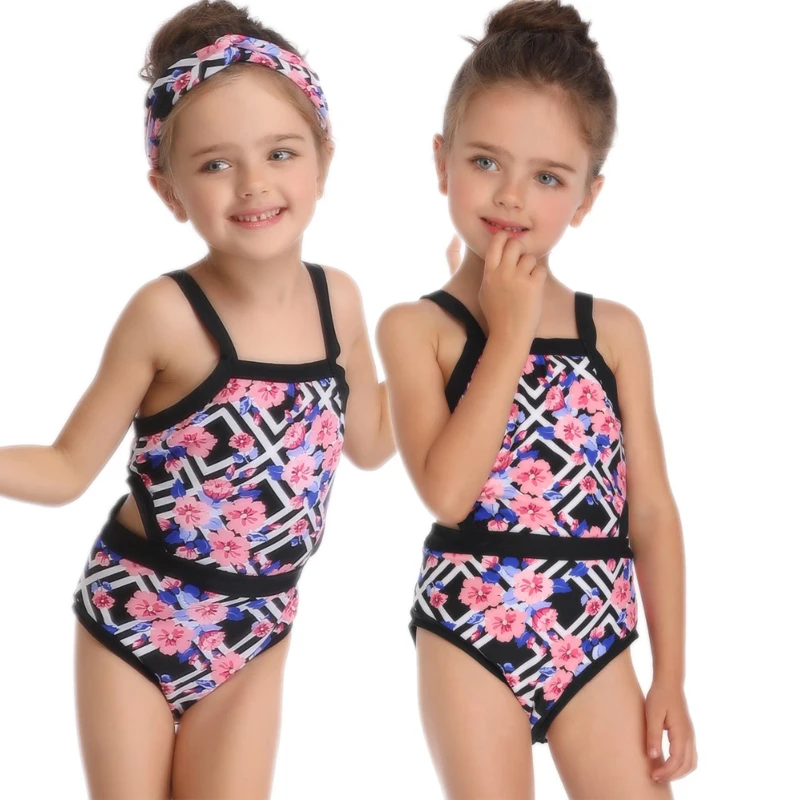 

2019 Summer Children Swimwear Girls Kids Polyester Two Piece Swimsuits Bathing Suit Bikini Beach Off Shoulder Clothing swim suit