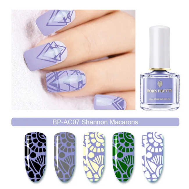 6 мл BORN PRETTY Candy Nail color серия стемпинг ногтей покрытие Цветной Красочный штамп маникюрный лак Искусство Лак для стемпинга - Цвет: Shannon Macarons