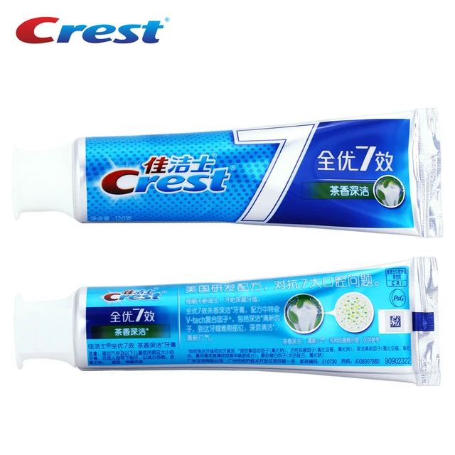 Crest White Seven Effect Chinese Toothpaste Teeth Whitening Tooth Paste Tea Fragrance Deep Clean Teeth Squeezer Toothpaste 120g
