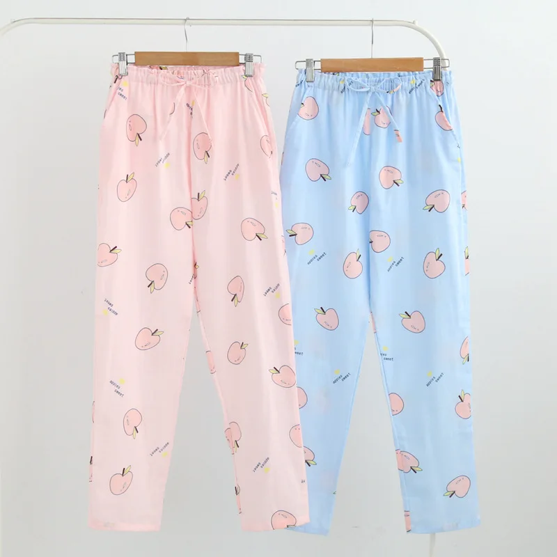 Fdfklak весна-лето, пижамные брюки, пижамные штаны, хлопковые Пижамные штаны с завязками, женские пижамы для сна, одежда для сна Q935