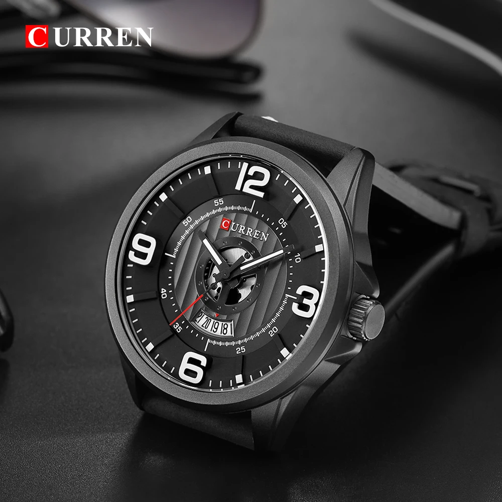  Mens Watches Top Brand CURREN Leather Wristwatch Analog Army Military Quartz Time Man Waterproof Cl
