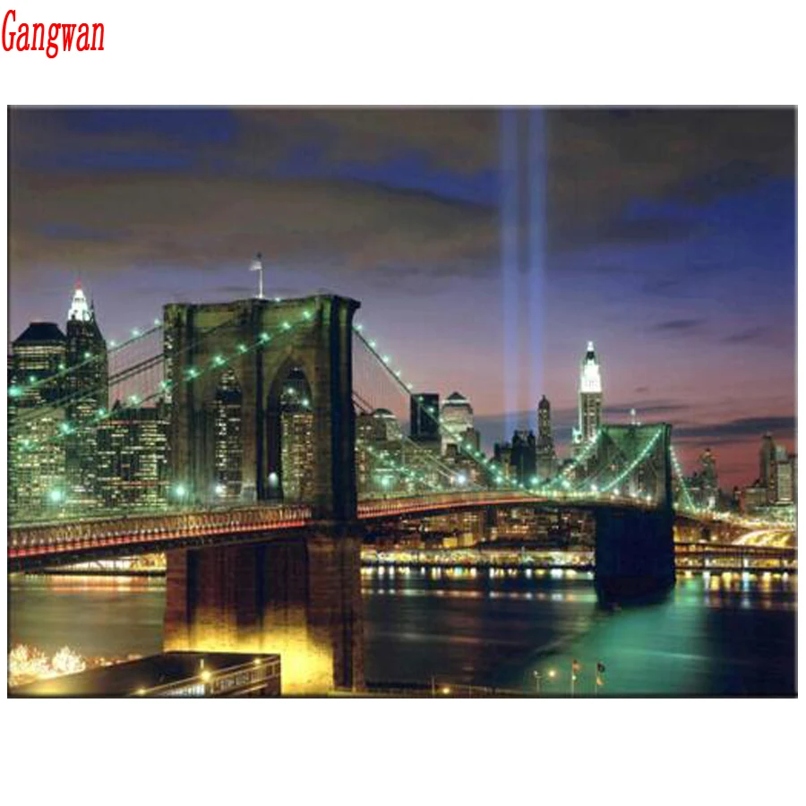 diamond painting new york,daimond painting full square,embroidery,5d diy diamond painting crystal Brooklyn Bridge Gift