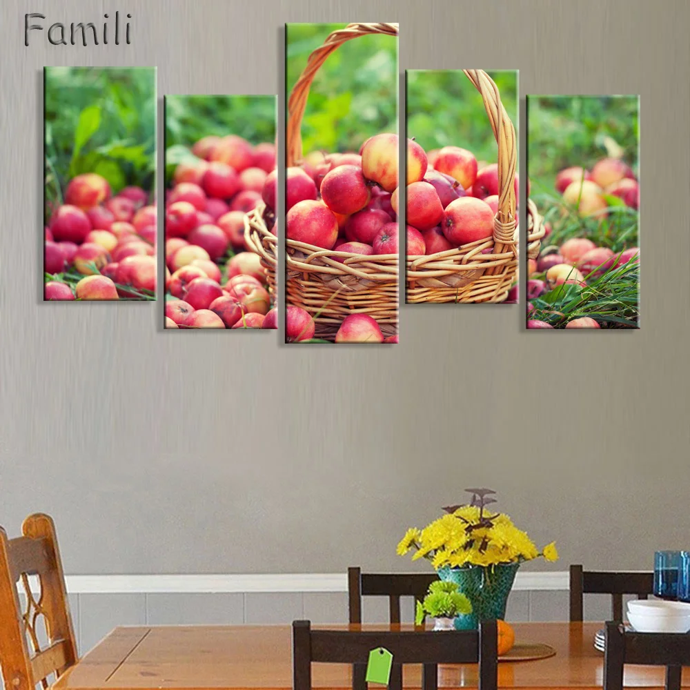 

Rushed 5pcs Modern Canvas Paintings Matching food Wall Art Oil Painting Set Bar Dinning Room Decorative Pictures