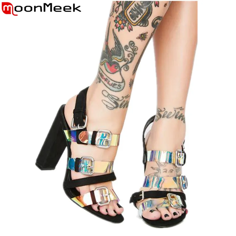 

MoonMeek Plus size 36-46 fashion summer 2020 Women sandals thick high heels party wedding shoes ladies gladiator sandals female