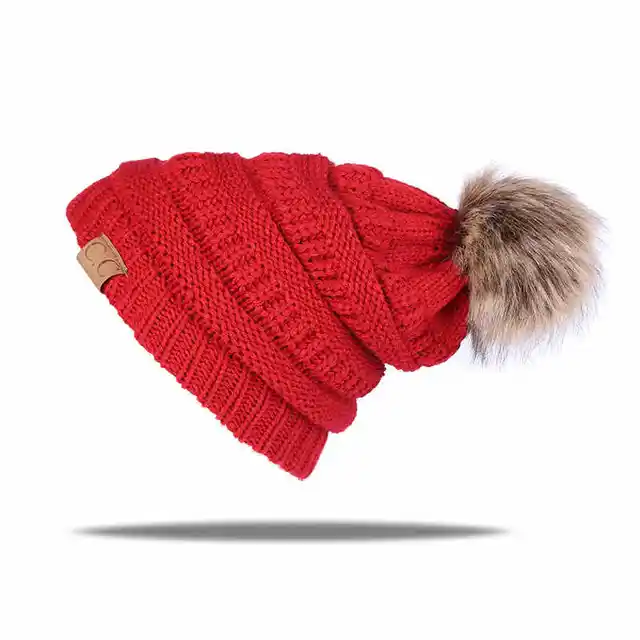 New brand cap Hot sale knitted beanie cap with thicker cashmere warm winter hats for women outdoor pom pop ski caps