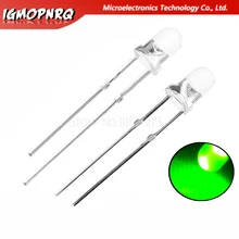 100 шт зеленые светоизлучающие диоды белые поворотные зеленые 3 мм светодиодные