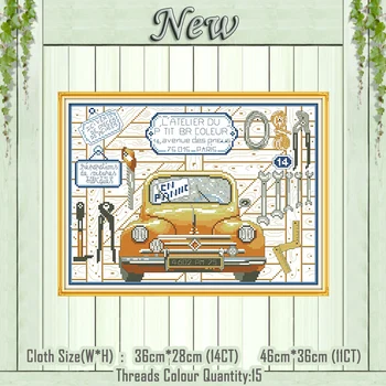 

Repair garage cartoon decor painting counted printed on the canvas DMC 11CT 14CT kits DIY Cross Stitch embroidery needlework Set