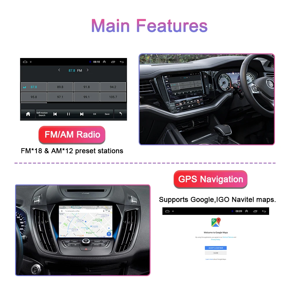 Best AUTOTOP 2 Din Android 8.1 Car Multimedia Player For Hyundai Santa Fe 2 2006-2012 Head Unit Car Radio Stereo Audio GPS Navigation 3
