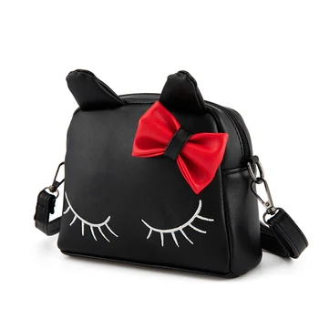 

Girl Shoulder Bag PU Leather Zipper Cute Cat Bow Handbag Kids Casual Messenger Bags Best Sale-WT