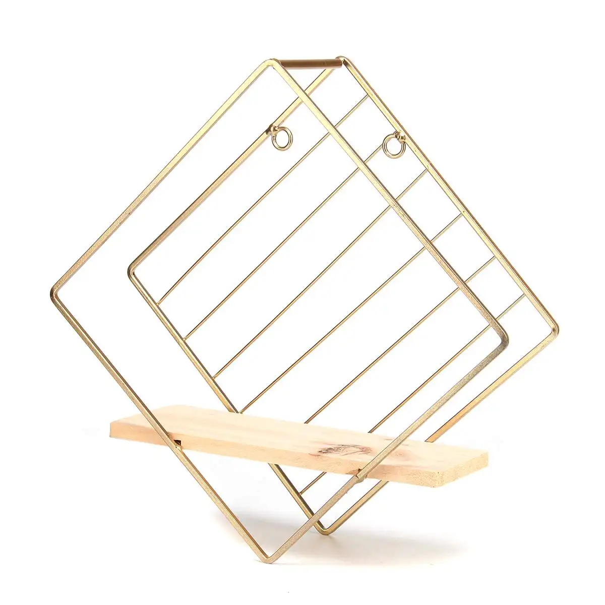 Gold Rhombus Ретро скандинавские декоративные настенные полки, Настенный декор, полка для хранения, современный металлический железный стеллаж для хранения мелочей, органайзер, держатель для цветов - Цвет: Gold Rhombus