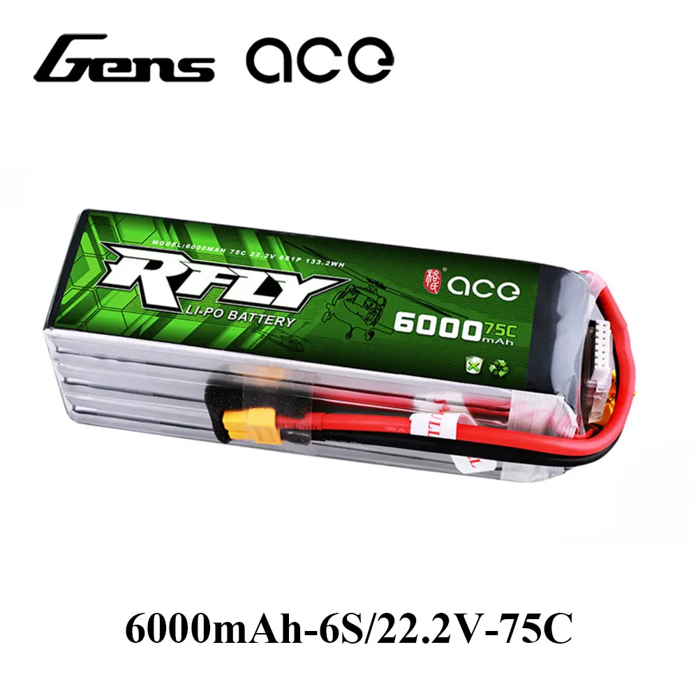 Gens ace RFLY 6000mAh 22,2 V 75C Max 150C Lipo 6S батарея с разъемом XT60 для Traxxas лодки вертолета с неподвижным крылом беспилотного автомобиля