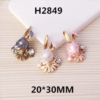 

New Arrived Rhinestone Flowers decoration Alloy drop oil Gold Tone Cartoon Rabbits Shape Animals Charms Diy Jewelry making