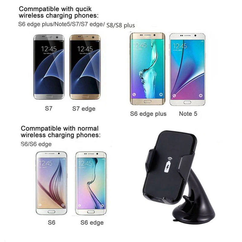 Fimilef Car Holder Fast Wireless Charger with Suction Cup Mount 2 in 1 Wireless Charger Mobile Phone Holder For Samsung S7 edge (9)