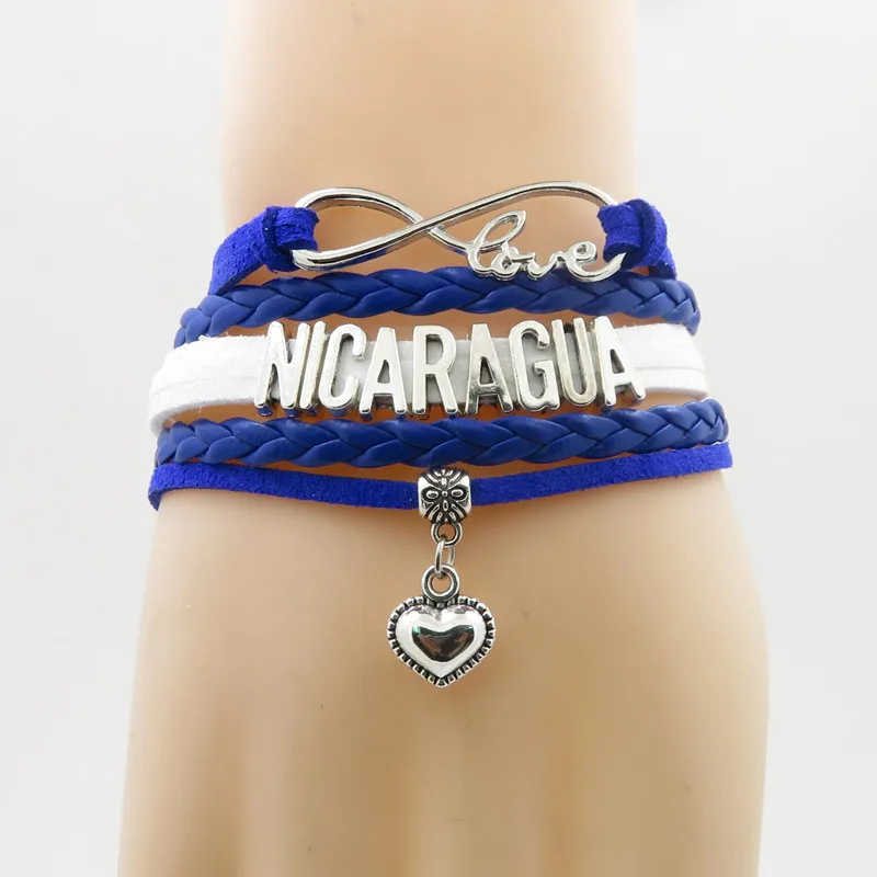 

infinity love nicaragua Bracelet heart Charm bracelet nicaragua national flag banner bracelet & bangle for woman and man jewelry