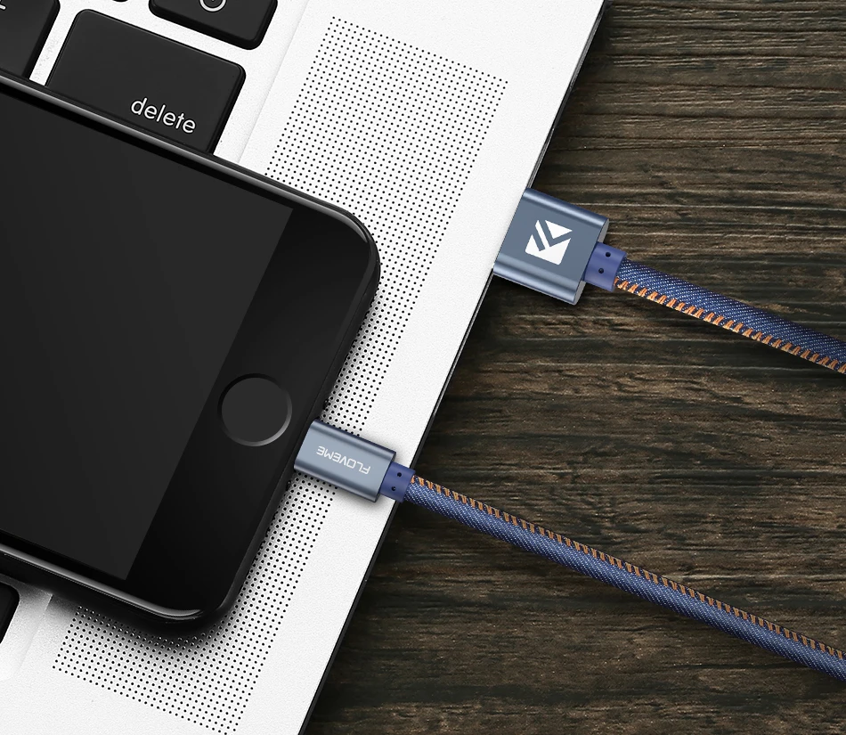  FLOVEME USB Kabel Für iPhone 7 6 6s 8 5 V/2.1A Schnelle Ladung 1m Denim Kabel USB Ladegerät Draht F