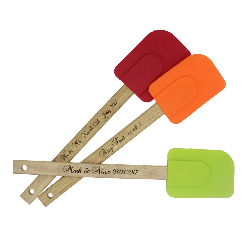 Image 12pcs Personalized Engraved Real Wooden Handle Spatulas Spatula For Wedding Mr Surname   Mrs Surname Outdoor Party Gifts Favors