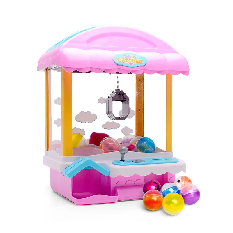 

ATTOP Children Catching Doll Machine Small Mini Clip Doll Machine Coin-Operated Household Electric Game Girl Toy New Year Gift