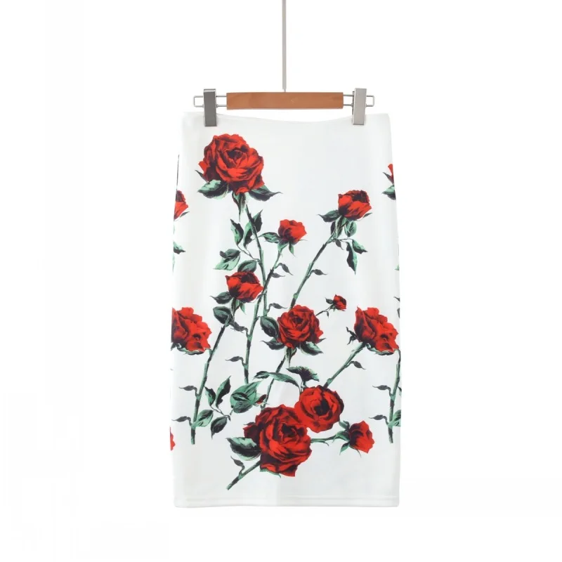 

2019 New European American Explosions Women Skirts Summer Plus Size Knee-length Pencil Skirt Casual Fashion Print Bag Hip Skirts