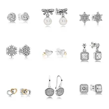 9 стилей 925 пробы серебряные серьги жемчужные снежинки сердце серьги для женщин Свадебная вечеринка ювелирные изделия